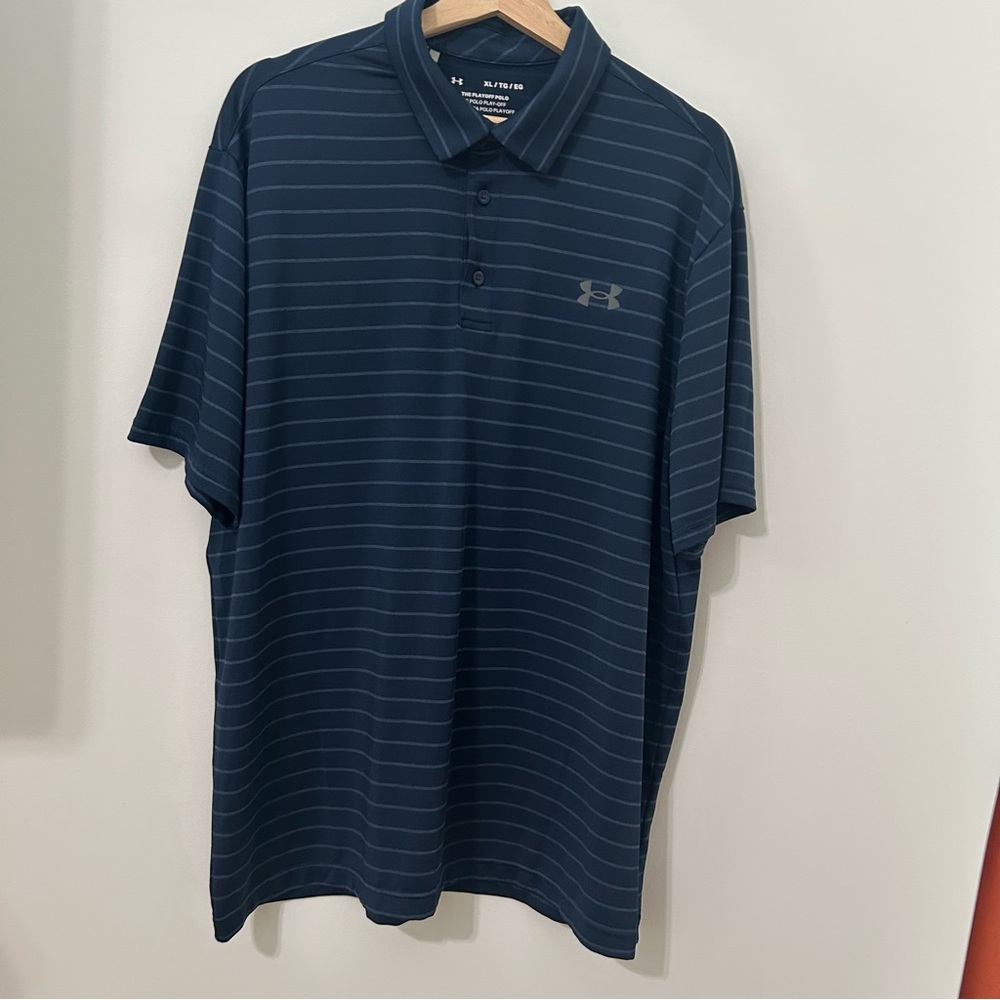 Under Armour Men's Striped Dark Blue Polo
